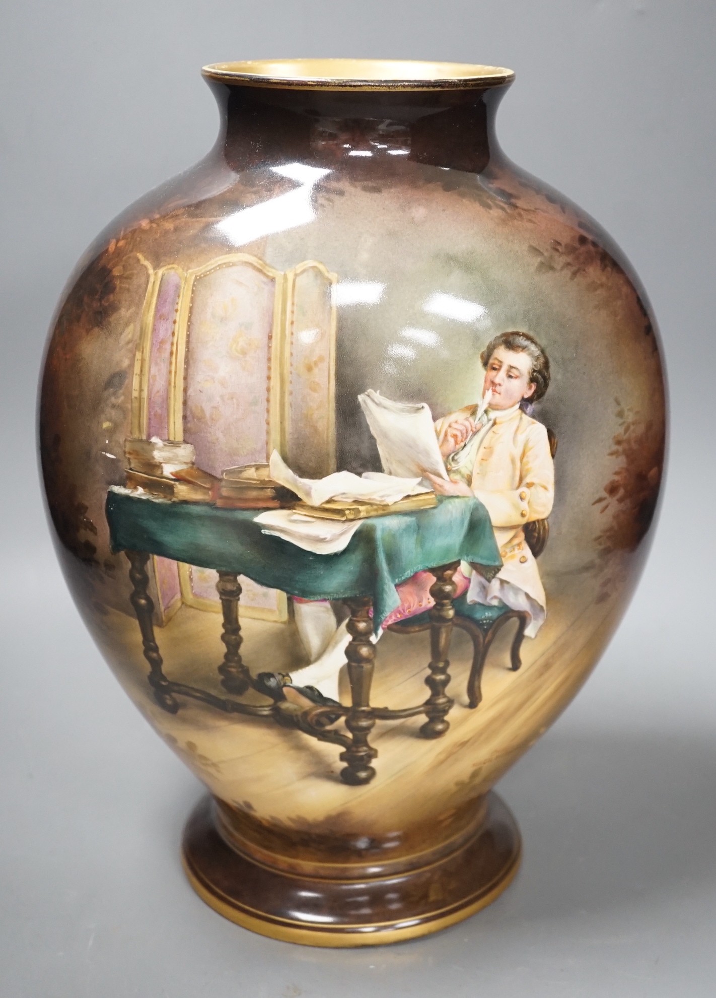 A Royal Bonn pottery vase signed A. Winkner Nach Meissonier, 34cm